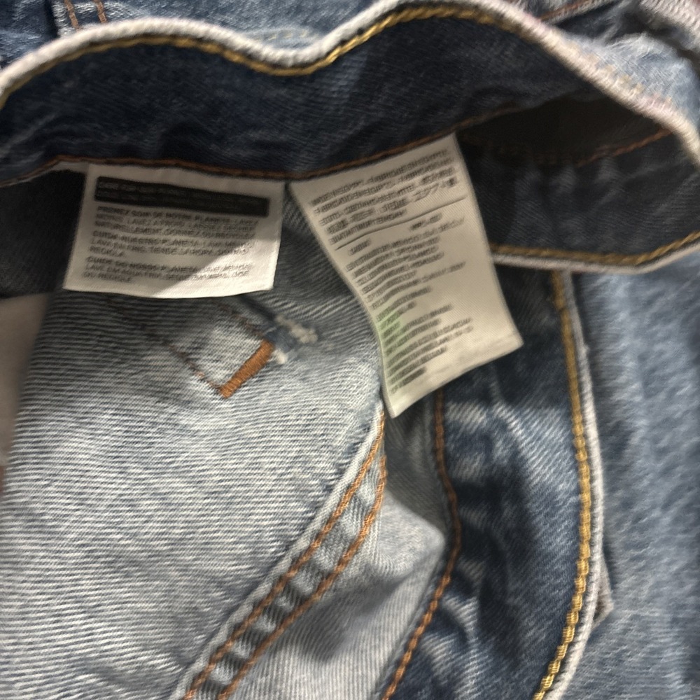 Levis 505 Blue Jeans Mens 36x34 Faded Light Wash Straight Work Pants - Picture 14 of 16